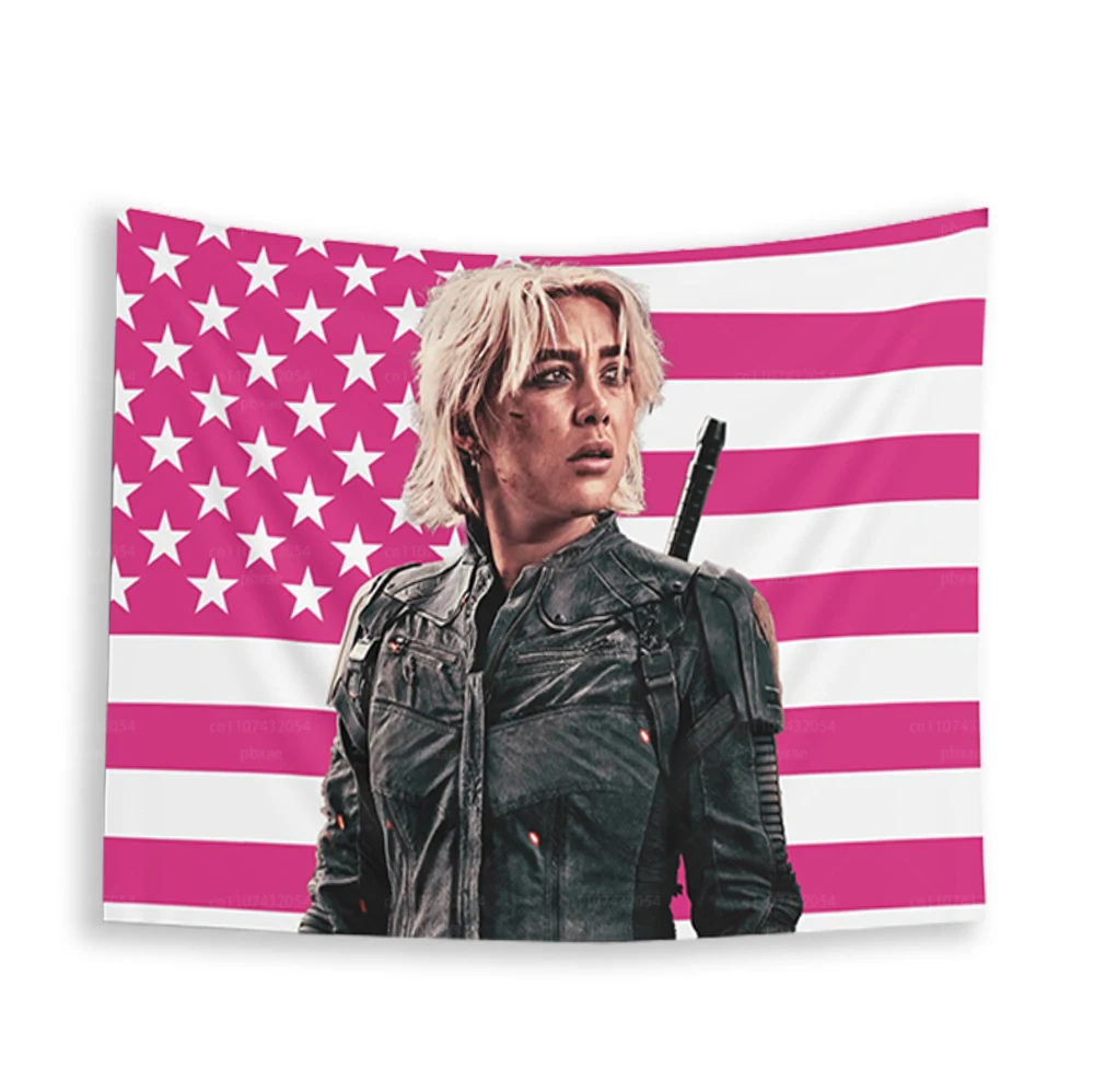1pc Polyester Y-Yelena Belova Pink Flag Tapestry, F-Florence Pugh Wall Art, Indoor Home Decor Present