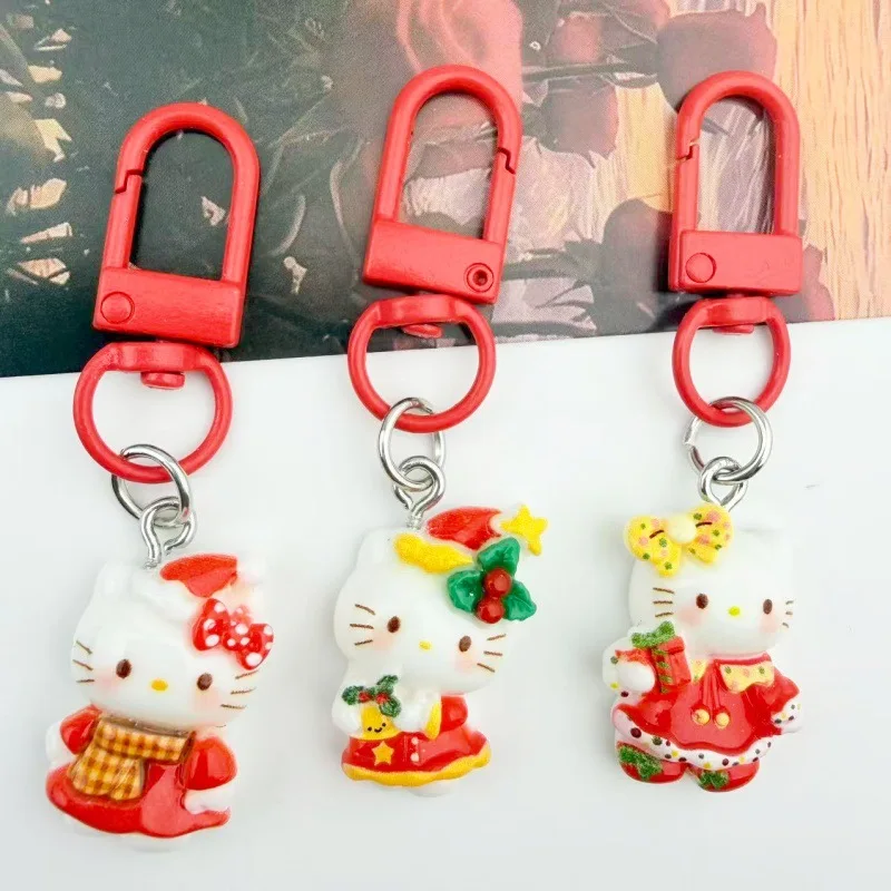 سانريو لطيف الكرتون عيد الميلاد مرحبا كيتي المفاتيح قلادة حقيبة بناتي ملحق حقيبة ظهر الطالب حلية أفضل صديق هدية #2