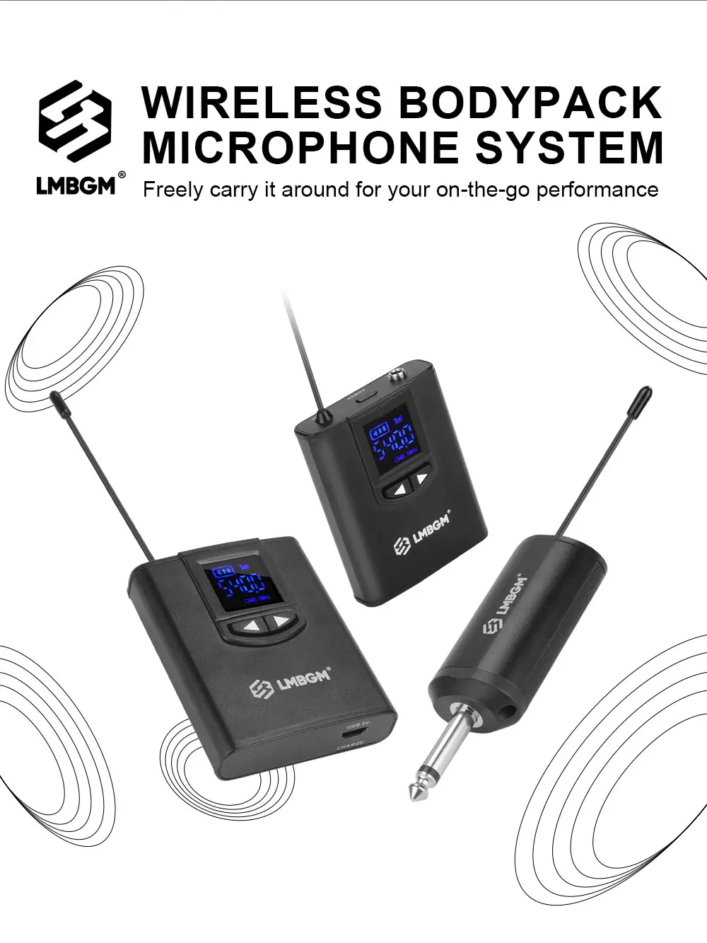 

LMBGM-MK36 Беспроводная микрофонная система УВЧ Мини-сумка для тела Петличный/микрофоны для гарнитуры Металлический материал Длительный срок службы батареи для живого и обучения