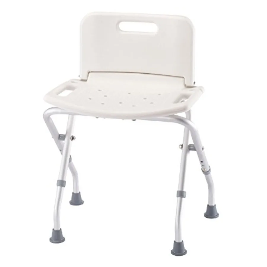 Folding Bath Seat with Back Support Portable Shower Bench White