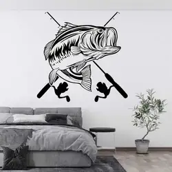 Fishing Wall Sticker Fishing Rod River Fishing Lovers Lifestyle Adventure Hunting Home Holiday House Decoration Vinyl Wall Decal