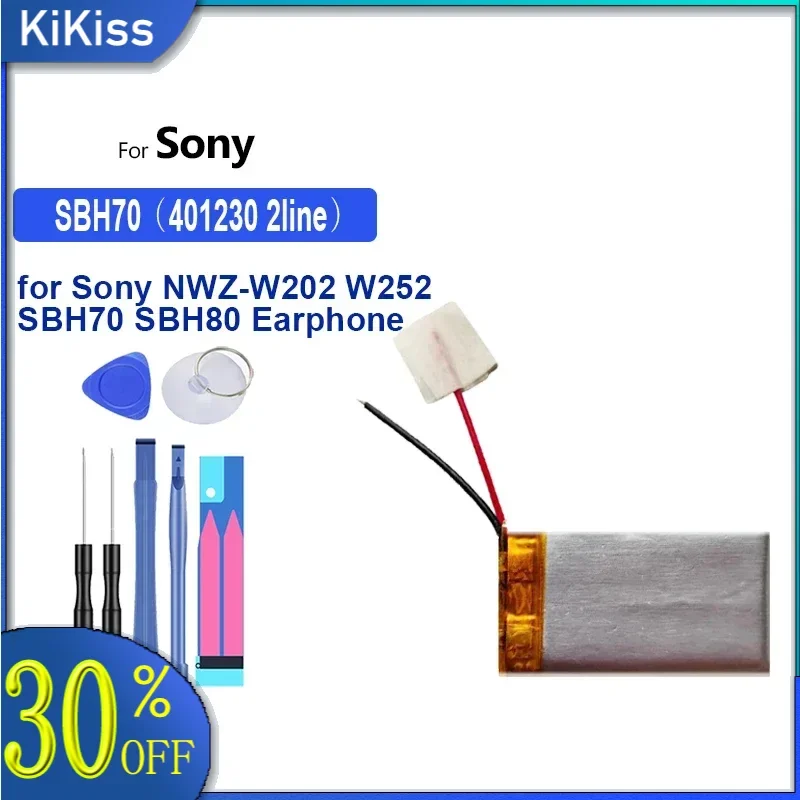 Battery 125mah SBH70 (401230 2line) for Sony NWZ-W202 W252 W262 SBH70 SBH80 Earphone Headset