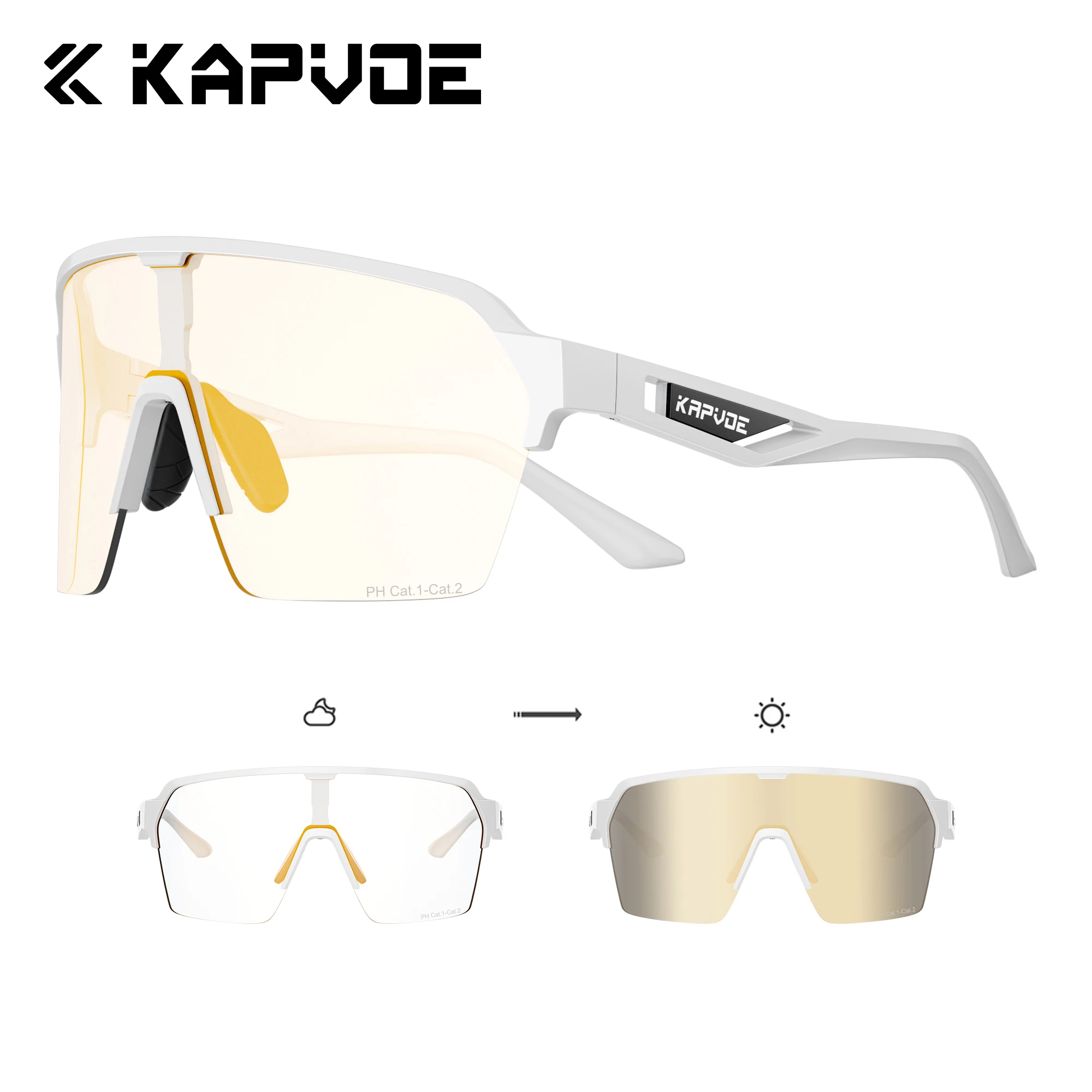 Kapvoe 2026 Photochrome Sonnenbrille Radsportbrille Polarisierte MTB-Brille Damen Outdoor-Sport Herren UV400 Fahrradbrille