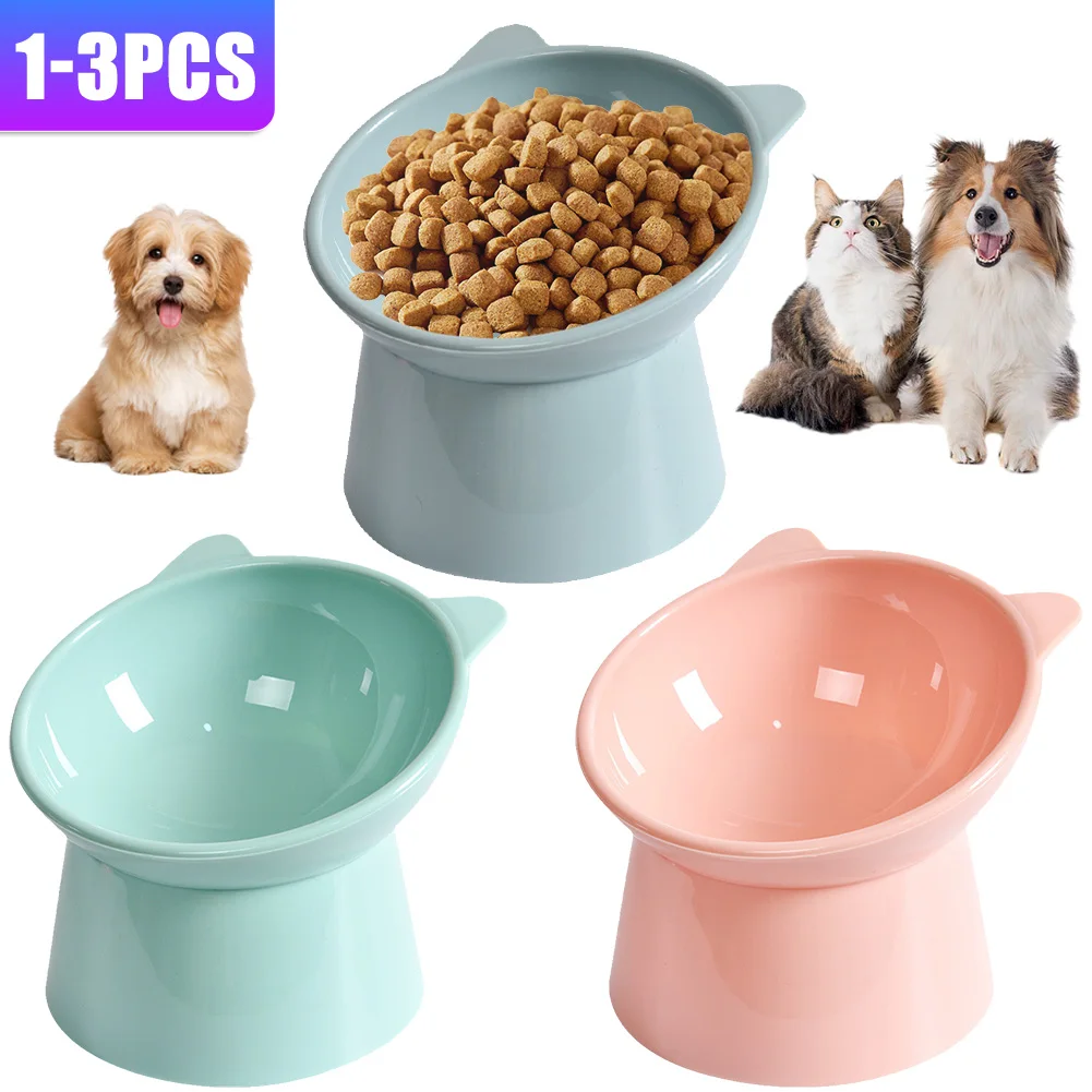 Tilted Cat Food Bowl Elevated Cat Bowl Ergonomic Cat Food Dish Anti Vomiting Plastic Feeding Bowl Non Slip for Flat- Faced Cats