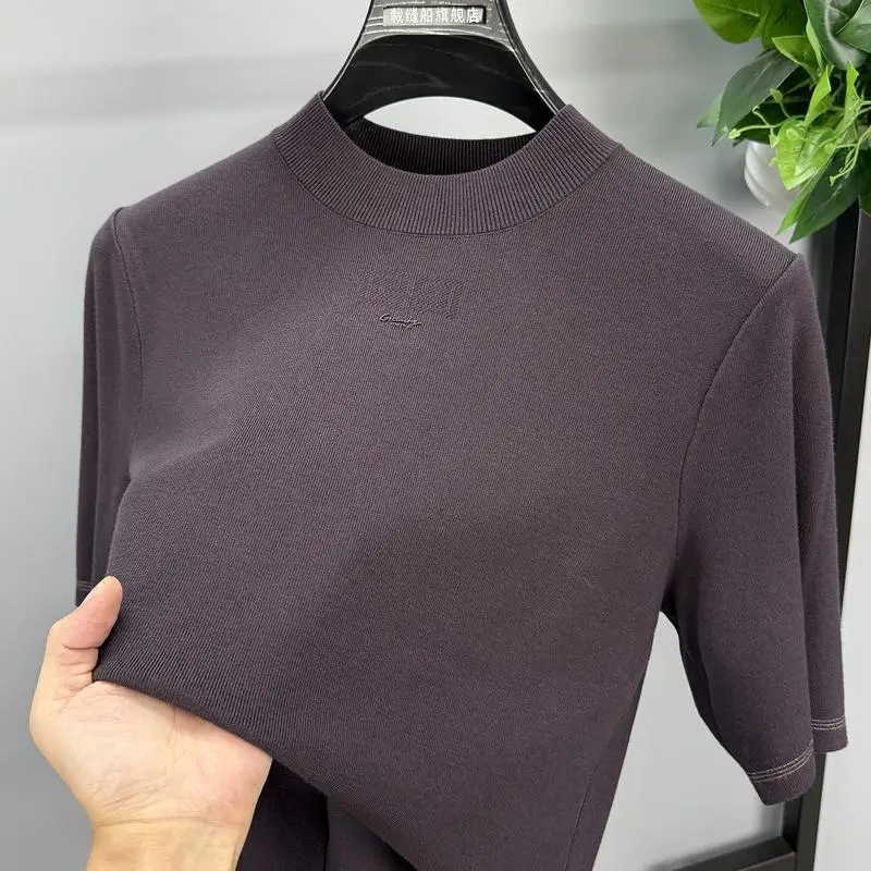 Mens Premium Old Money Style Mid Collar Half Sleeve Knitted Sweater Inner Top Soft Comfort Breathable Casual Daily Wear For Mens