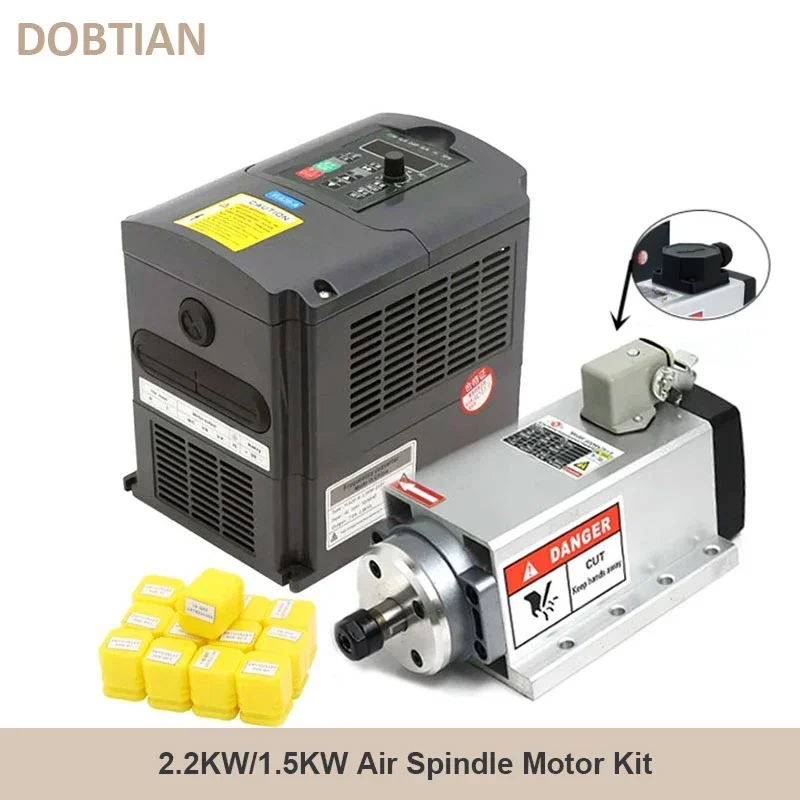 CNC spindle Motor Air cooling 220v 2.2kw ER20 Air cooled spindle 2.2KW YL-Inverter 400Hz with 1 Set ER20 Collet for CNC Milling