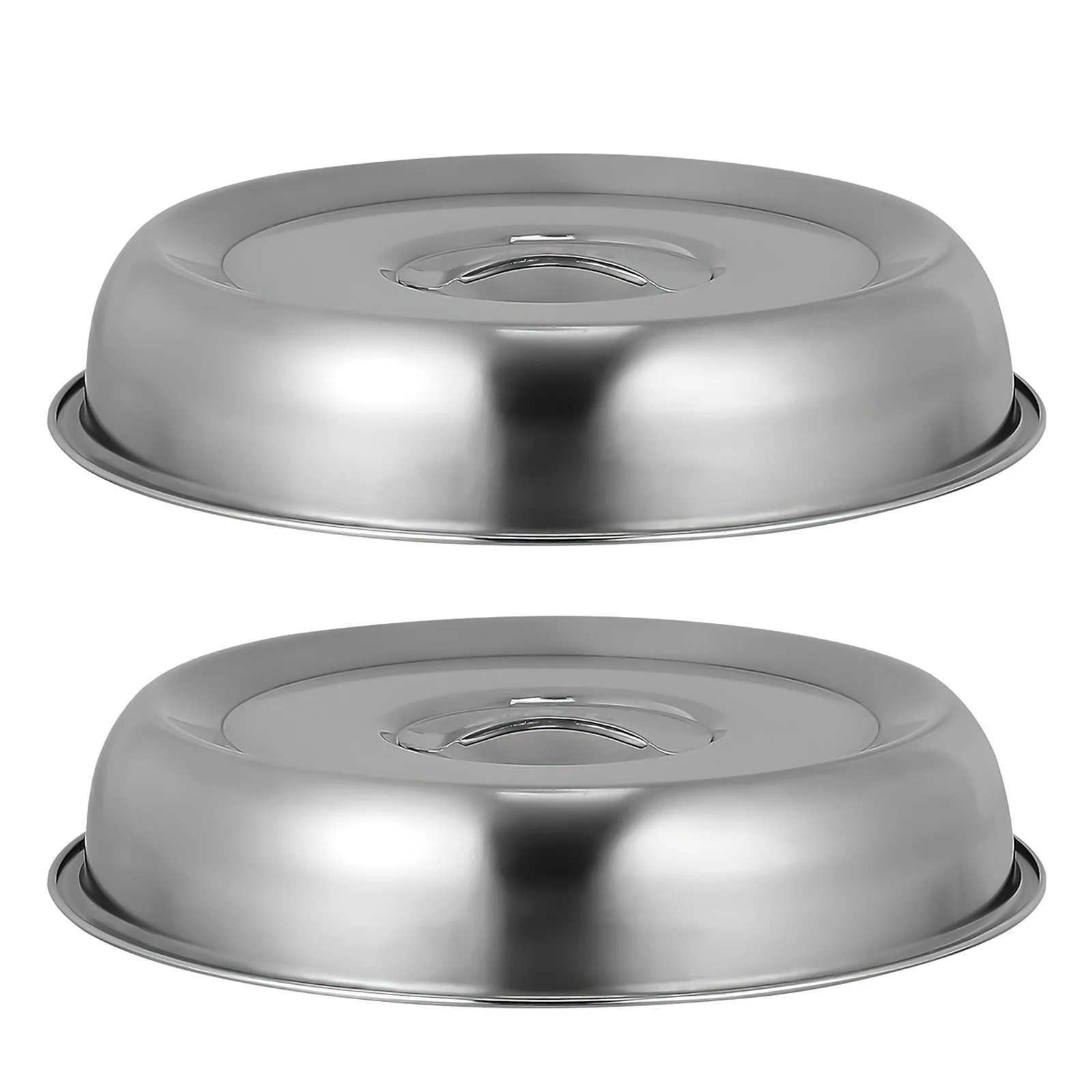 

Heatproof Round Food Cover 2pcs Stainless Steel Oilproof Protective Hood for Steak and Dish Cooking