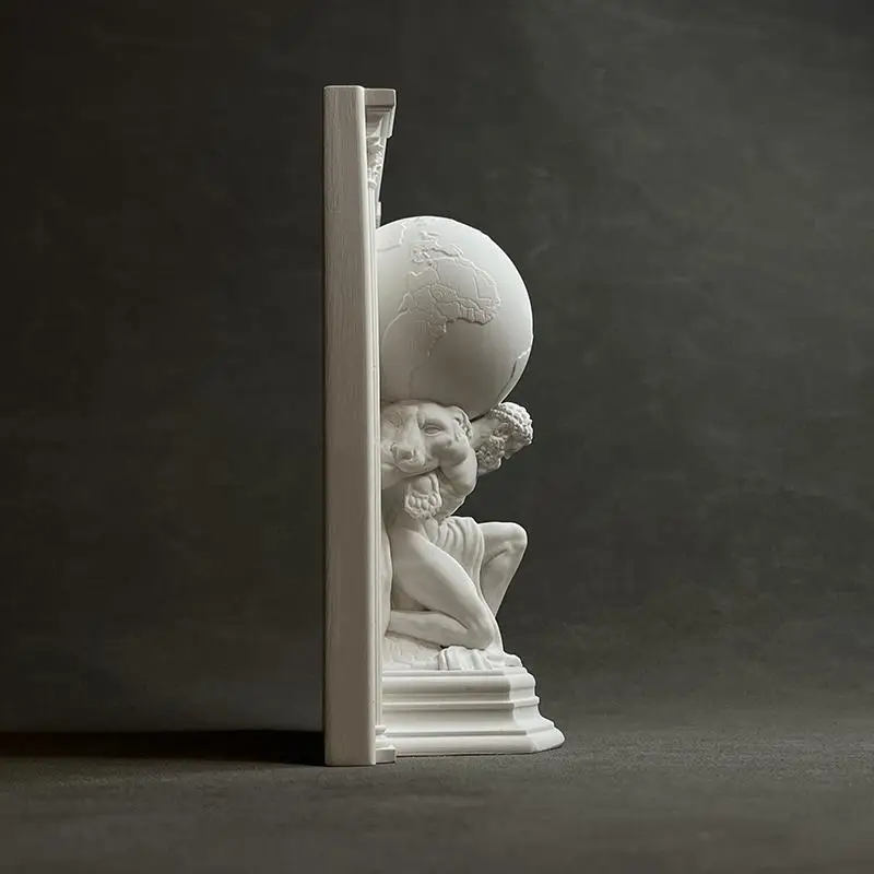الأبيض الجبس أطلس النحت Bookend الكلاسيكية الأساطير اليونانية الإغاثة الديكور تمثال سطح المكتب الفن ديكور المنزل مكتب هدية