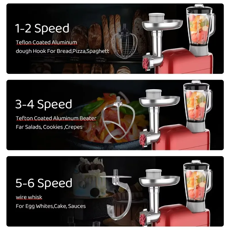 3 in 1 Pastry Stand Food Mixer Household CE GS Approved Electric Multifunctional Kitchen Stand Mixer Blender Food Processor