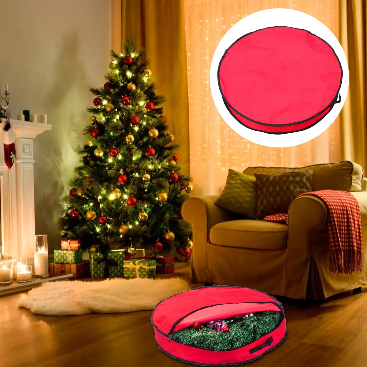 

1Pcs Portable Storage Pouch Christmas Garland Organizer Strong Fabric Travel Bag for Home Vacation Business Trips Compact