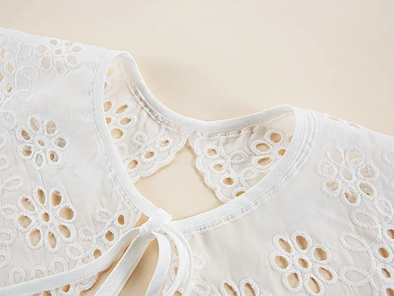 Linbaiway قميص طوق وهمية للنساء الياقات كاذبة التطريز الأزهار الدانتيل التلبيب انفصال الياقات الزخرفية شال فو Col #6