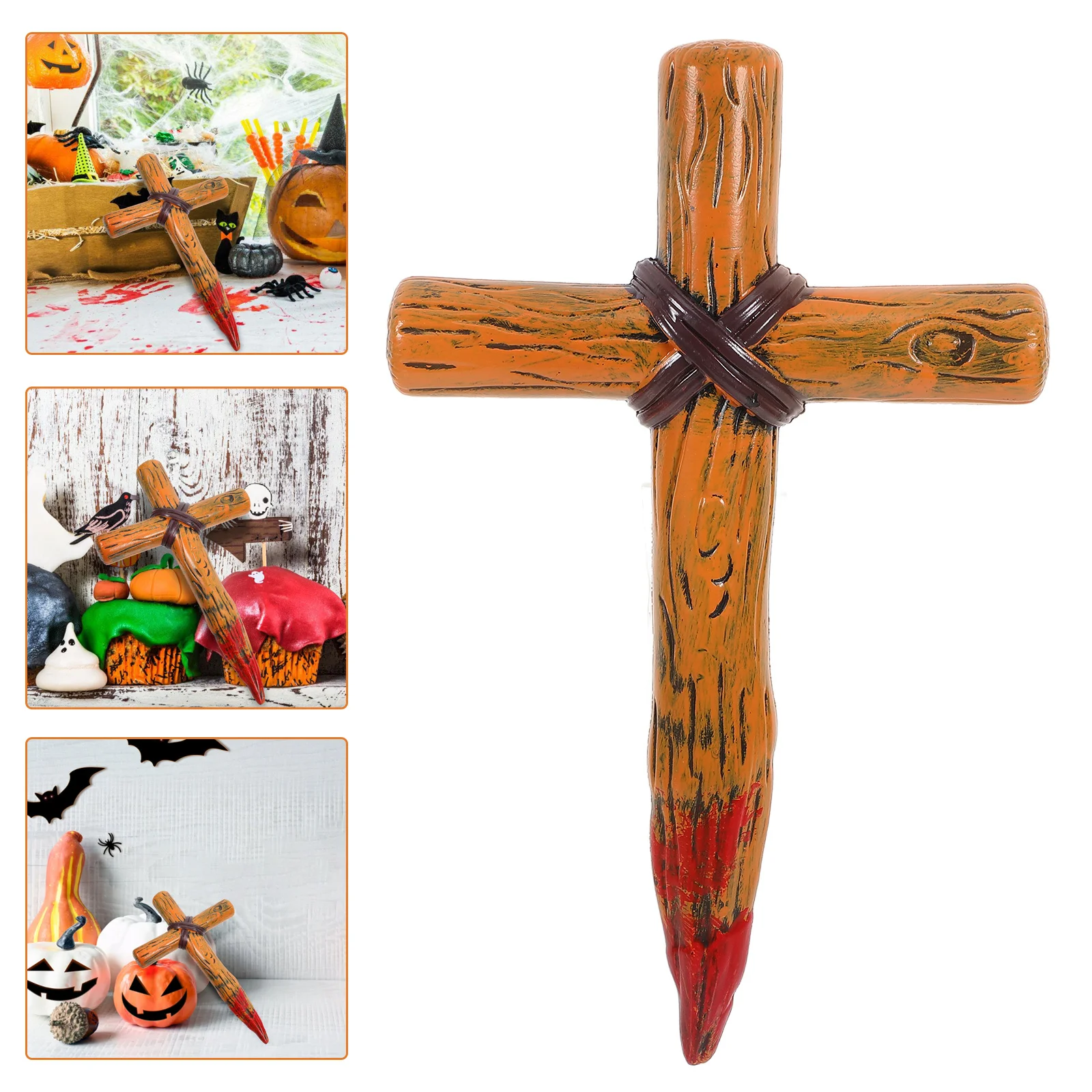 

Handheld Plastic Cross Ornament Portable Halloween Cosplay Religious Cross Decoration Decorative Craft Display