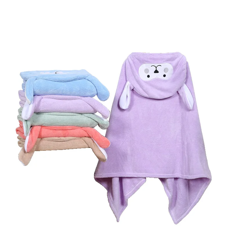 

Baby Bath Towel Soft Cartoon Coral Fleece Children Bathrobe Towels Blanket Baby Quick-dry Absorbent Cape Child Beach Towel