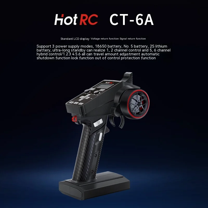 Hotrc-Ct-6a Controle de arma, 6 canais com receptor para assentamento e compensação, controle remoto do navio, veículo e navio, 2.4g