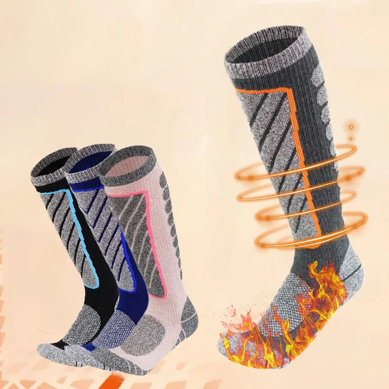 

2 Pairs Thicken Ski Socks Mens Womens Skiing & Snowboarding Socks,Thermal Warm Thick Knee High Long Socks