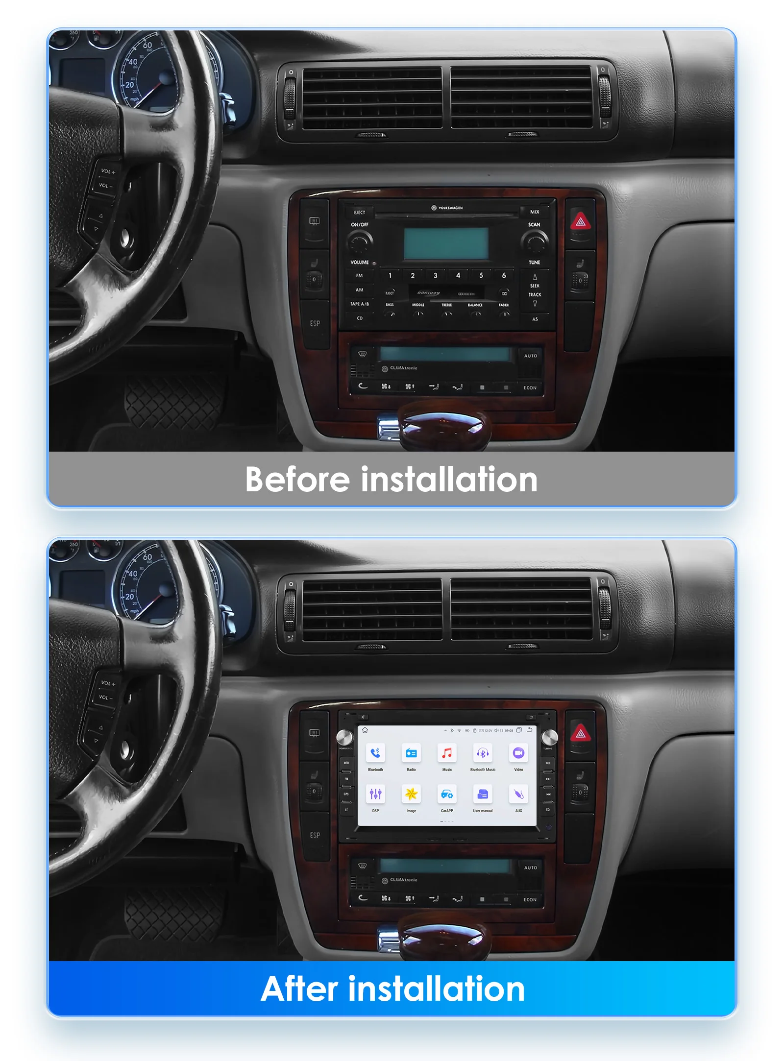 2din Carplay android Auto Radio for VW Golf 4 Passat POLO Transport T5 Multivan Seat Jetta 4G-LET Car Multimedia GPS autoradio