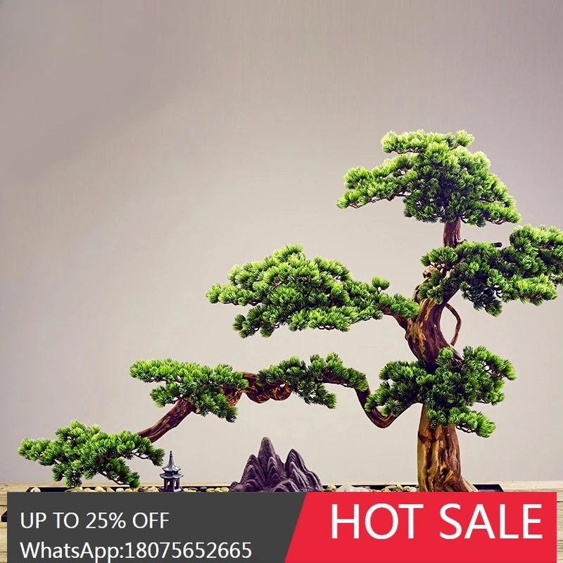 

MJY Simulation Welcoming Pine Bonsai Large Craft Living Room Entrance Decoration Ornament