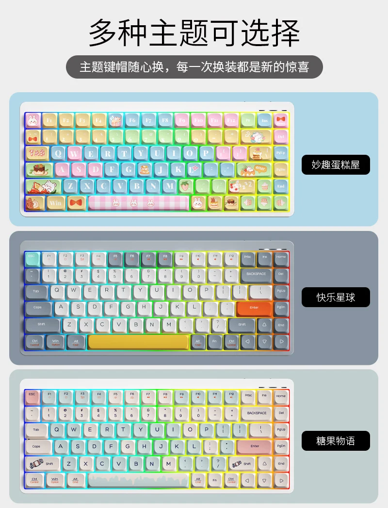 MiFuny Cat Candy Planet Keycaps128 keys low Profile PBT Keyboard Cap Custom Gaming Key Caps for Mechanical Keyboard Accessories
