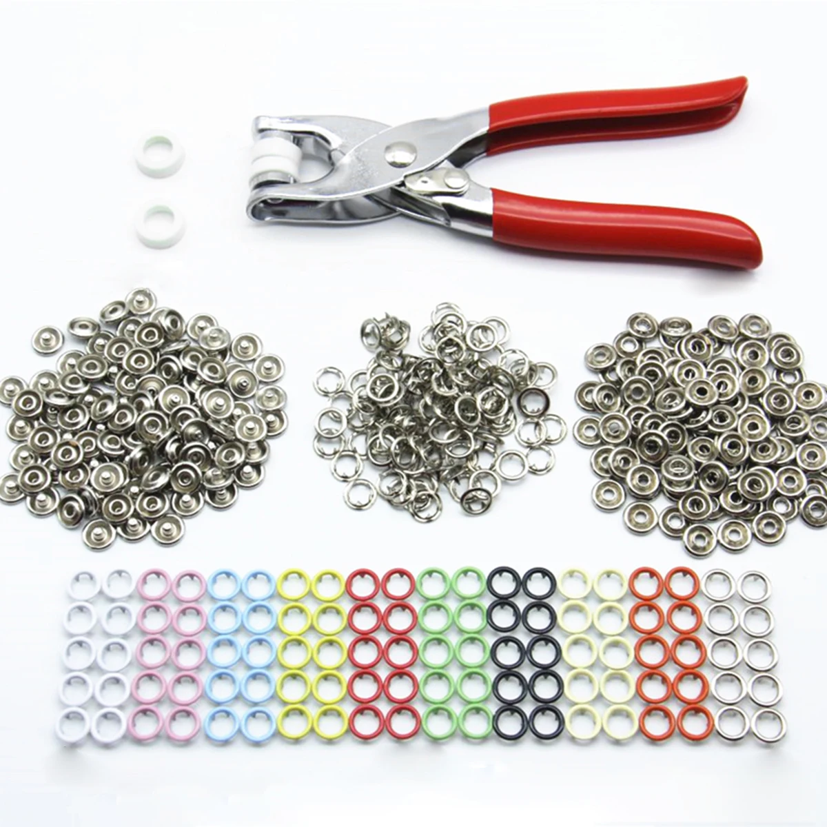 400Pcs Thickened Snap Fasteners Kit Metal Copper Five Claw Buckle Set with Hand Pressure Pliers Tool DIY Sewing Buttons Set