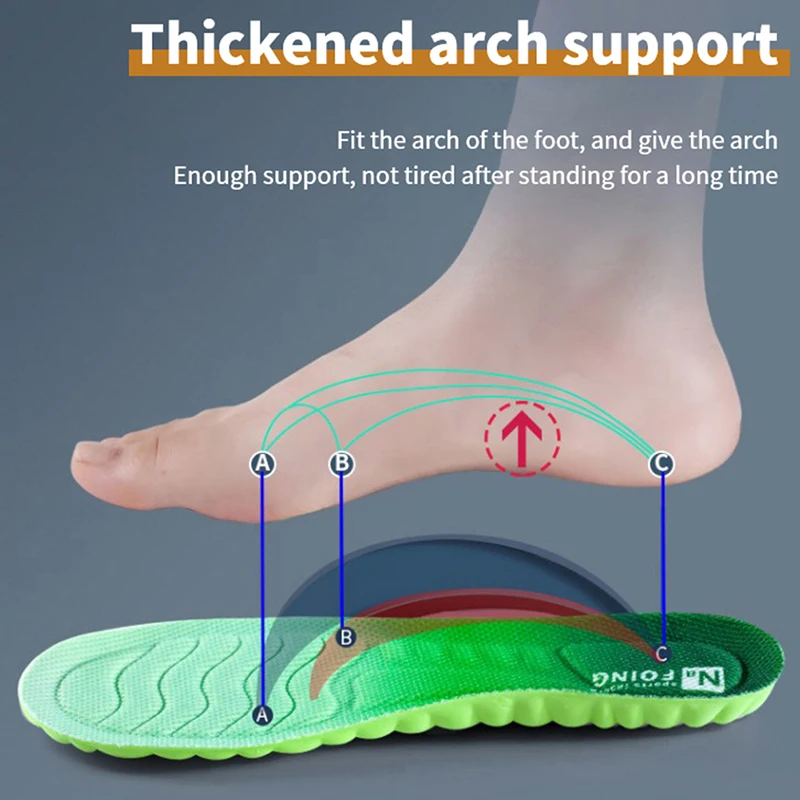 Comfort  Sport Breathable Insoles for Shoes Sole Rubber Cushion Running Shock-Absorbant Deodorization Soft Pad