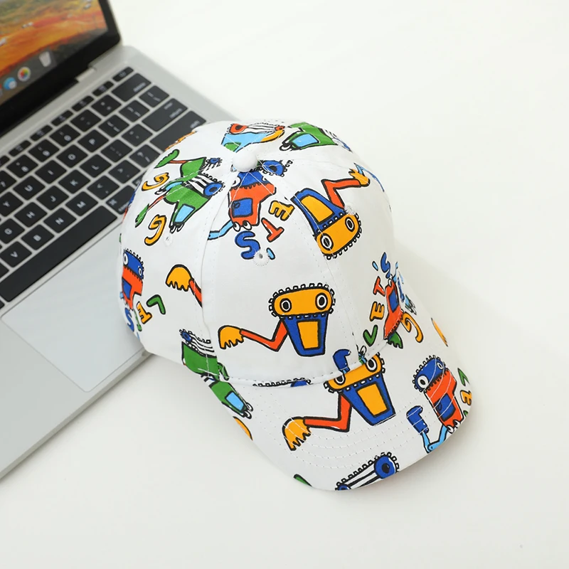 School Baby Boys Baseball 2024 Summer Cartoon Excavator Children Outdoor Kids Caps for 2-8Years Adjustable Sports Hats Cotton