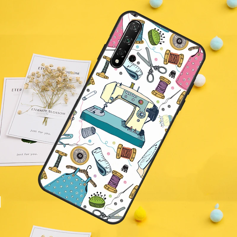 Sewing Machine Scissors Buttons For Huawei Nova 12i 11i 8i 12s 9 10 SE Y91 Y90 Y60 Y70 Y72 Y61 P20 P30 P40 Lite P60 Pro Case