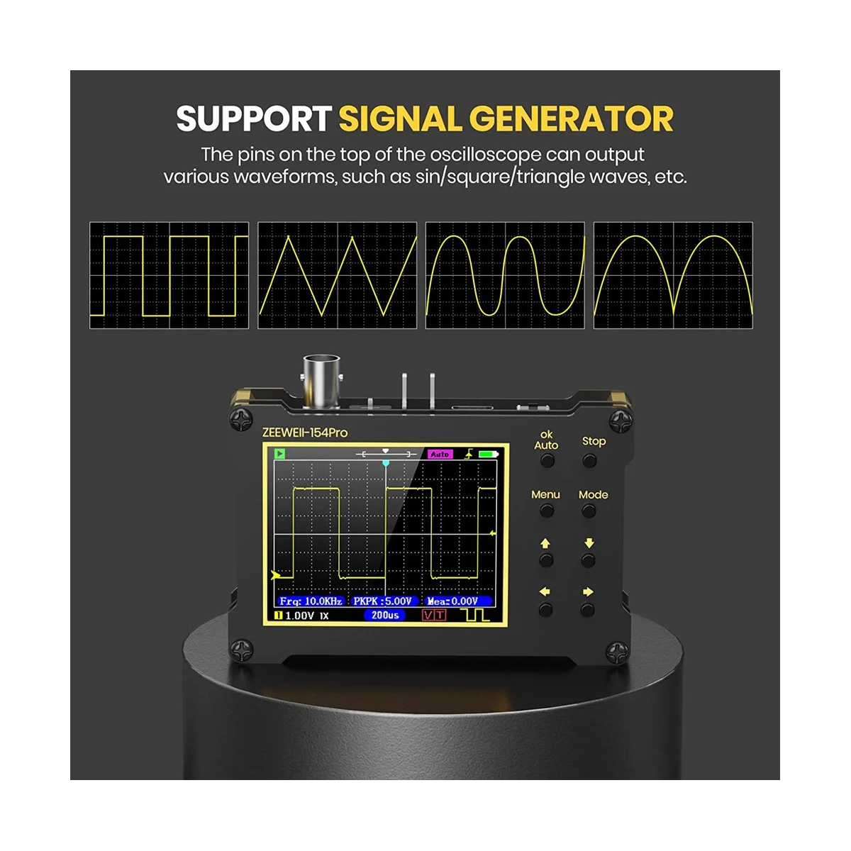 Digital Oscilloscope,14 Type Measurement, 40MSa/S Sampling Rate, 18MHz Bandwidth, 2.4In LCD Display with 10X, 100X Probe