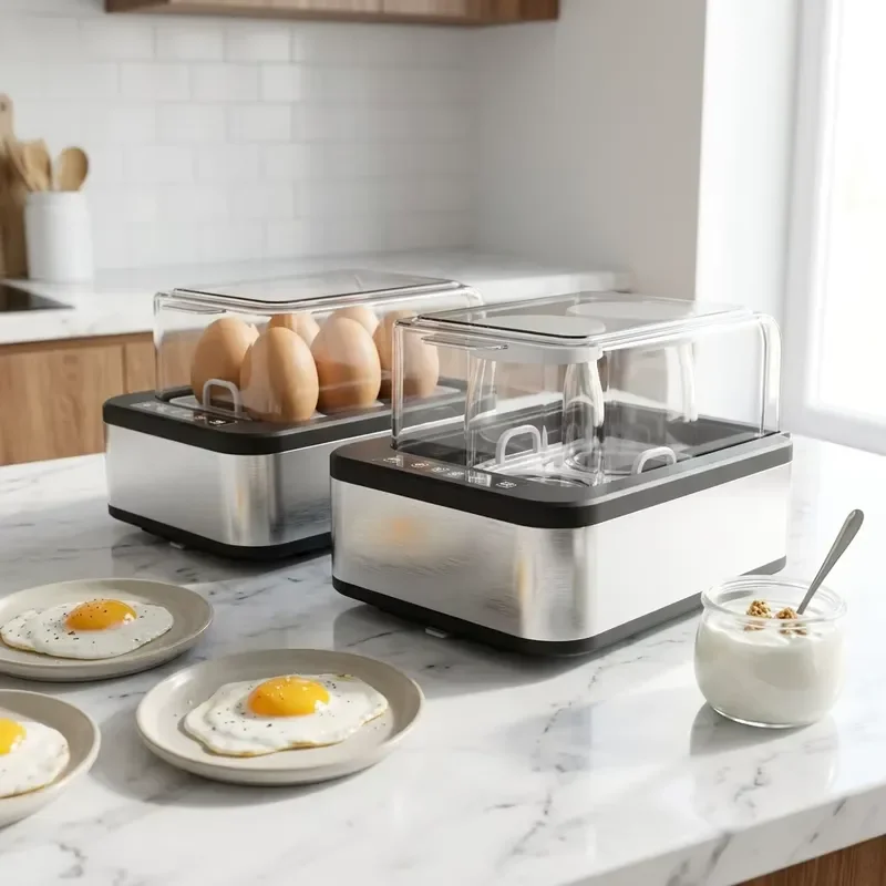 Digital Yogurt Maker with 2 Glass Jars 360ml Stainless Steel Egg Cooker Boiler Multi Function Machine for 6 Eggs Home Kitchen