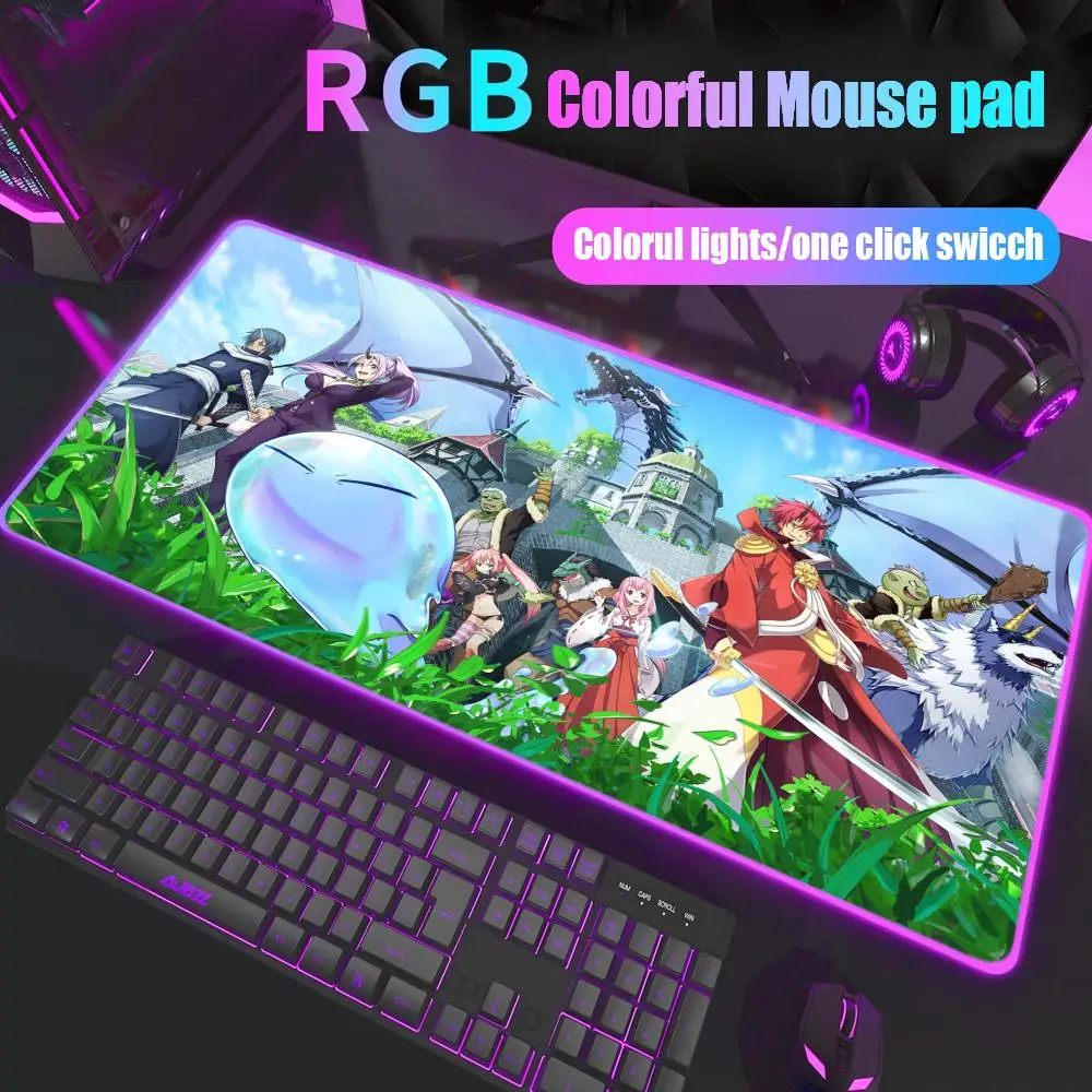 

I Got Reincarnated as a Slime Mouse Pad Gamer Rgb Desk Mat Back Light Led Mousepad Setup Gaming Accessories Deskmat Big Mousepad