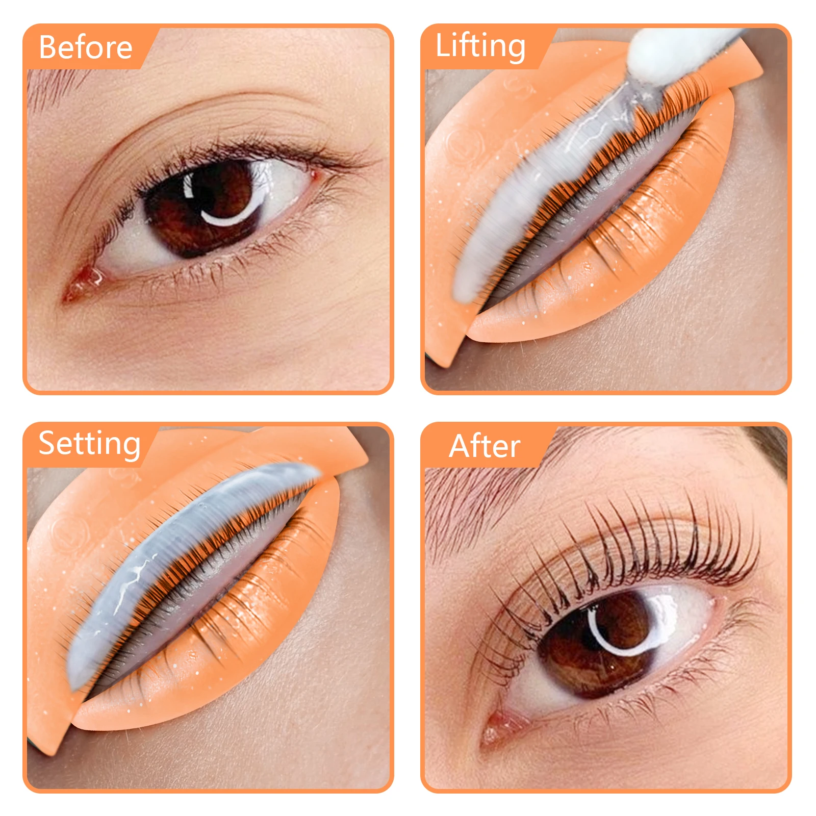 Libeauty 5 Pairs Silicone Lash Lift Shields Eyelash Perm Pads Lash Lifting Rods 3D Eyelash Curler Accessories Applicator Tools