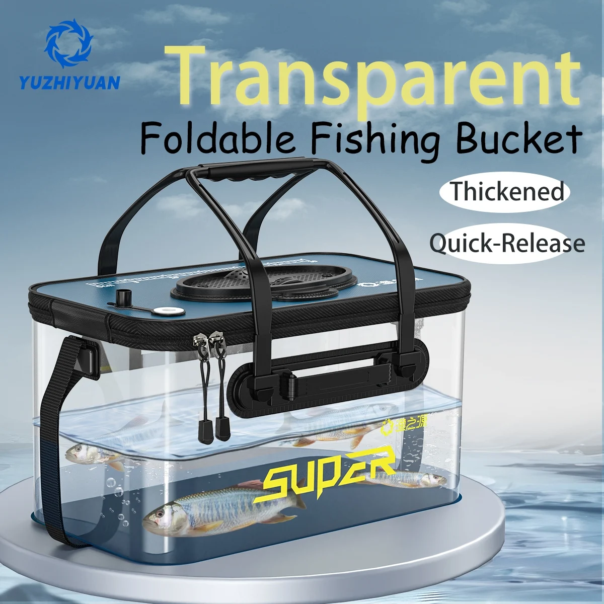 

Multifunctional Fishing Bucket - Rigid Thickened Base, Leak-Proof Foldable Design, Bait & Live Fish Container