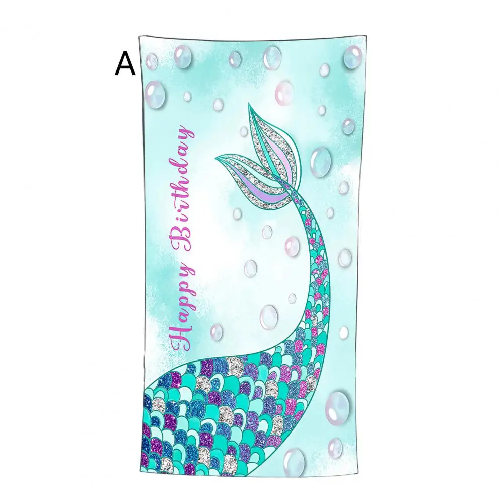 Convenient Bath Towel Beach Blanket Soft And Comfortable Mermaid Tail Scales Microfiber Beach Towel Strong Water Absorption