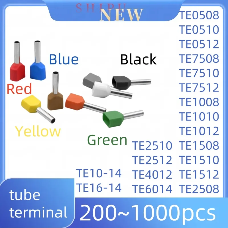 

200~1000pcs TE0508 TE0510 TE0512 TE7508 TE7510 TE7512 TE1008 TE1010 TE1012 TE1508 TE1510 TE1512Pre-insulated cord end terminal