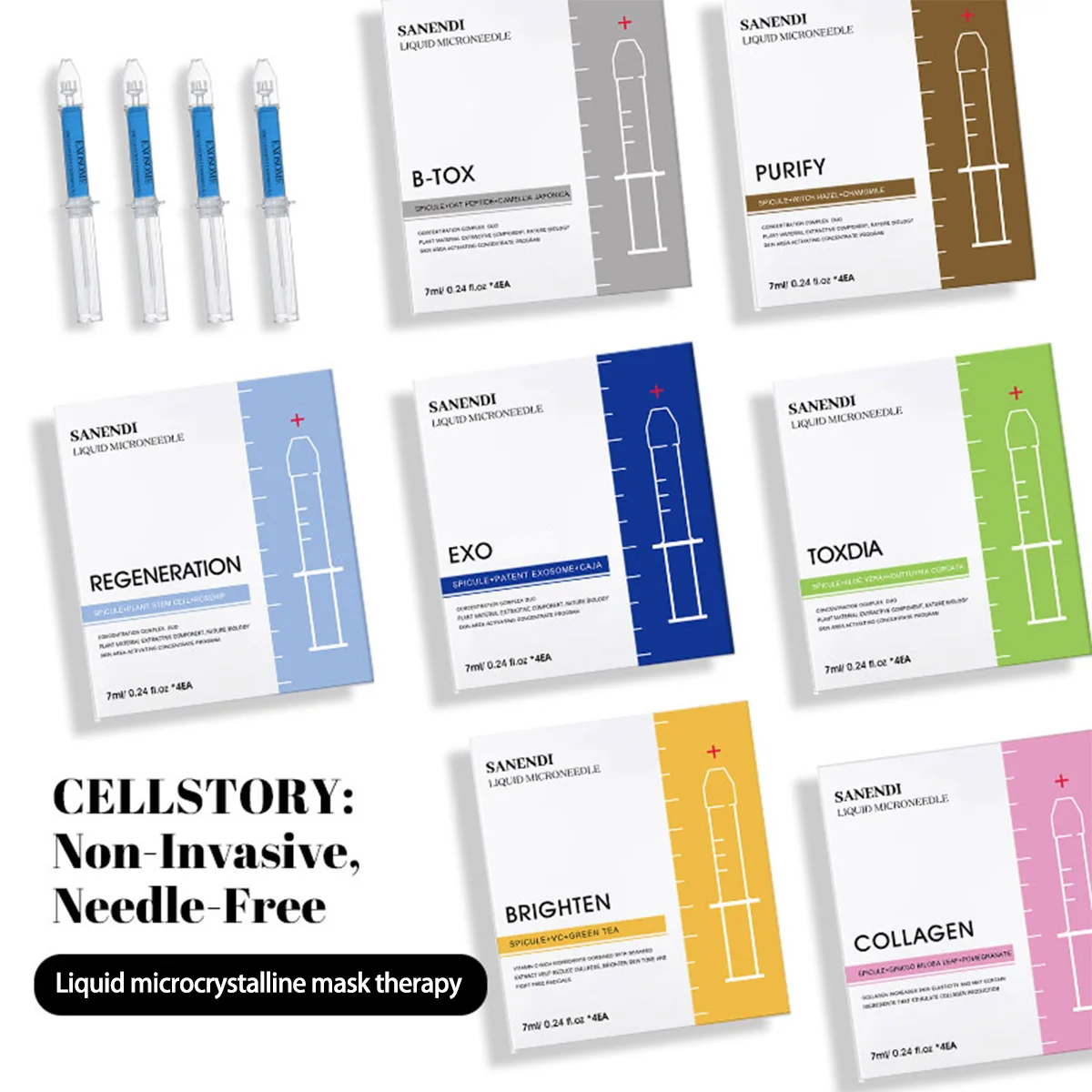 سلسلة قناع الوجه الكريستالي السائل من Sanendi EXO algae microcrystals - جل الوجه، جوهر، إصلاح الخلايا، التقشير #2
