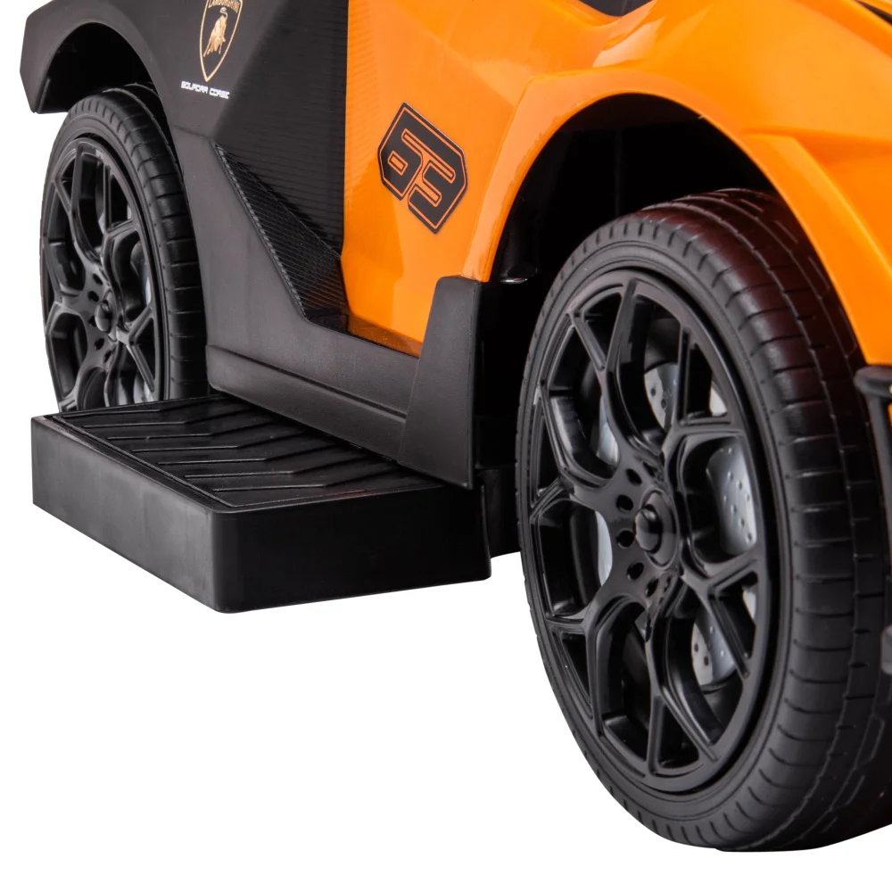 Aosom 2 en 1 con licencia Lamborghini Ride On Push Car Toddlers1-3, almacenamiento/cuerno/sonido del motor, naranja