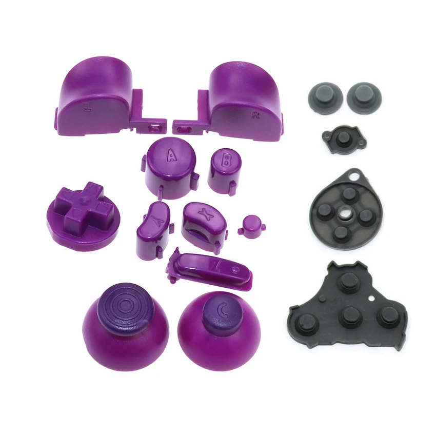YuXi For GameCube ABXY L R Z D-Pad Button Kit Thumbstick Cap & Conductive Rubber Replacement for NGC Controller