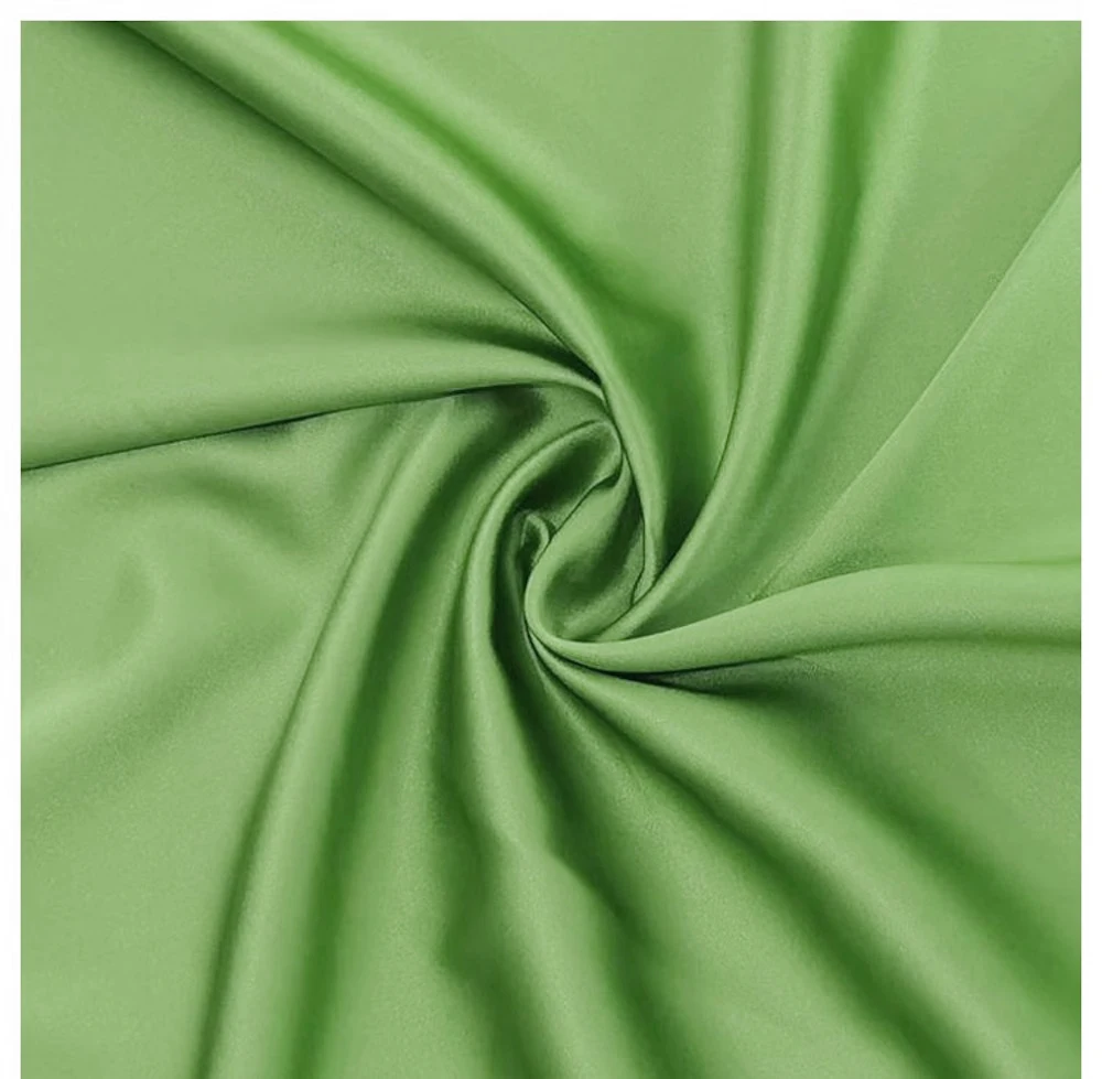 [Promotion]Clearance Sale Silk Stretch Satin Fabric 19momme Width 140cm Pure Soie Shirt and Dresses Cloth Sale Per Meter Green