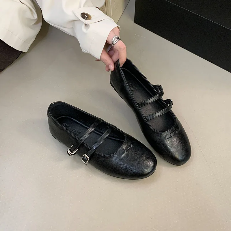 

Footwear Round Toe Ladies Flats Shoes Casual Female Shallow Fashion Buckle Strap Women Mary Janes Flats Shoes