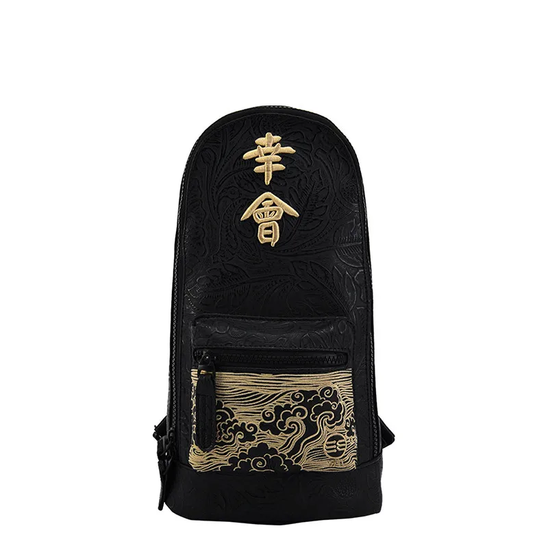 

Chinese style Tide Brand Vintage Xing Hui Jiu Yang Embroidery Men Small Chest Bag Crossbody Bag