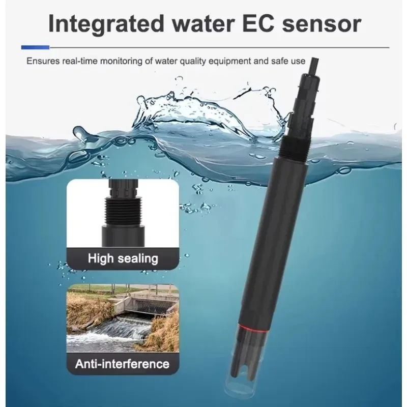 RS485 Online TDS Salinity EC Sensor 10-20000μS/cm K=10 IP68 Water Conductivity Meter