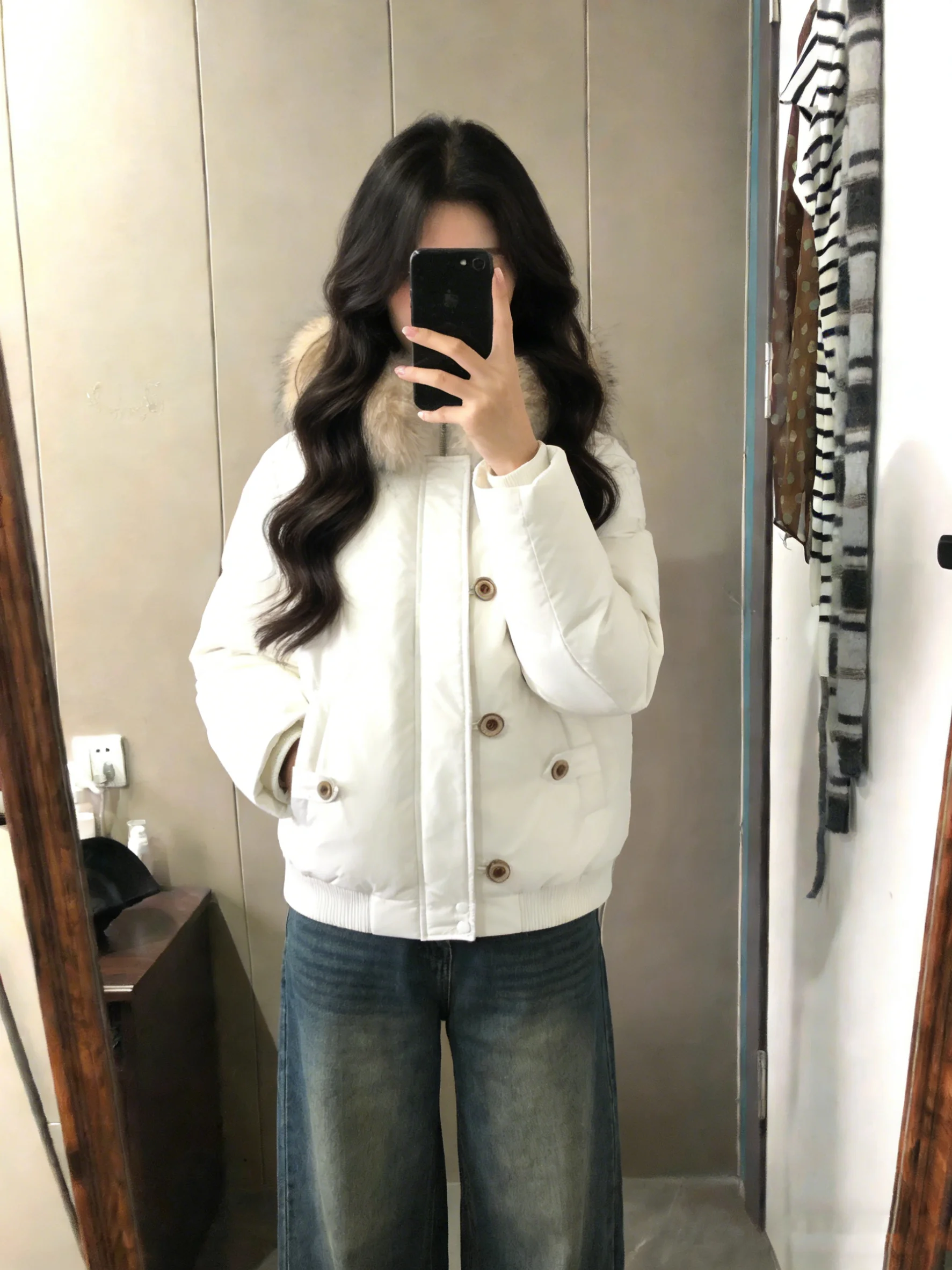 

Korean Sle Women's Thiened Hooded down Jaet Removable Fur Collar Bread Sle Coat Warm Cotton Clothes for Autumn Winter