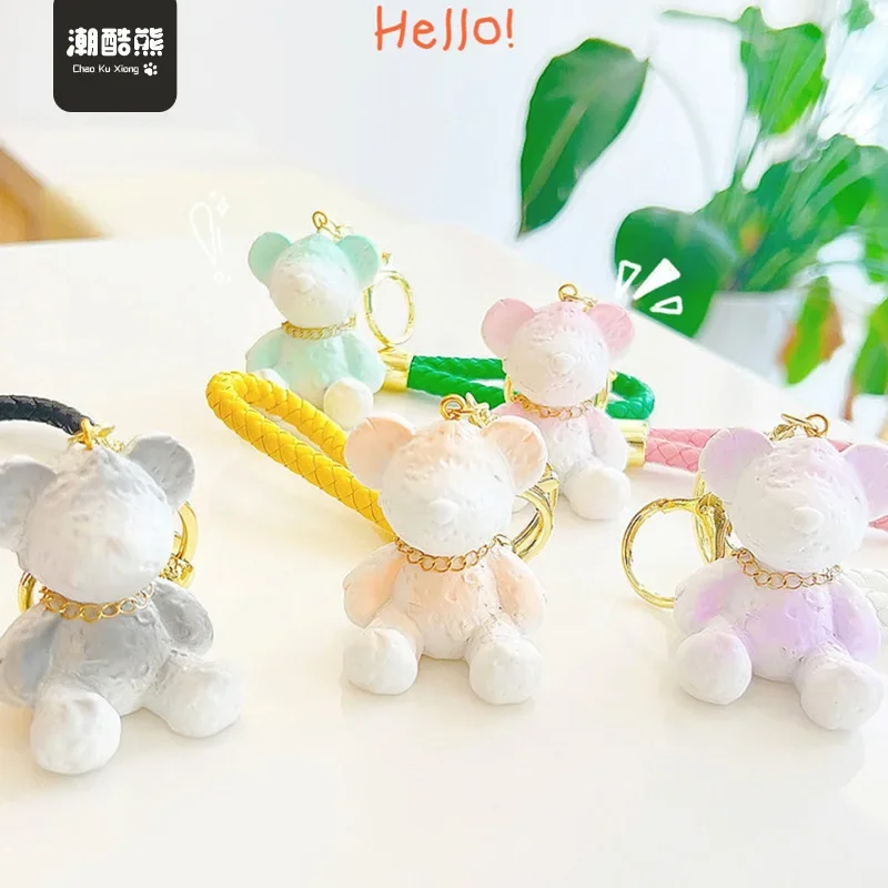 Moonwalk Bear Keychain Pendant Cute Cartoon Student Bag Pendant Keychain Small Gift  Accesorios Para Auto De Mujer Interior