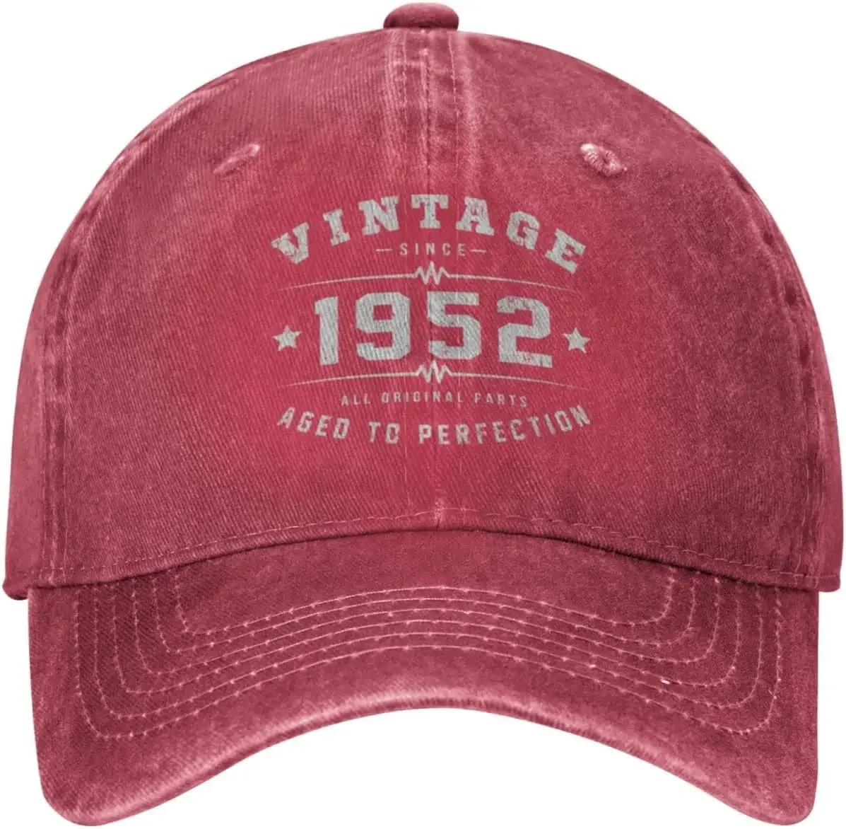 Vintage 1952 Birthday Unisex Baseball Hat Retro Washed Denim Snapback Cap Adjustable,Black