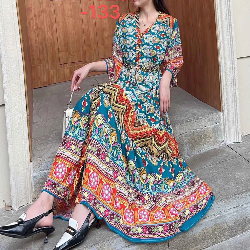 Vestidos Para Mujer Retro Floral flor moda verano vestido Mujer playa viaje Boho indio Vintage Casual Maxi Vestidos largos