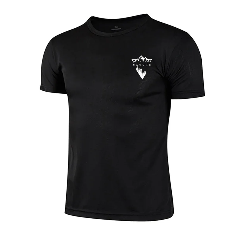 Summer Men T-shirt Print Casual Exercise Tops Outdoor Jogging Cycling Clothing Quick-Drying Mesh Tees HotSales Street Sportswear