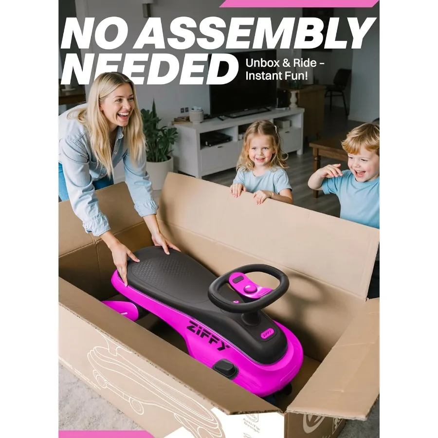 45W 5.5A Electric Wiggle Car with Pedal, Light-Up, Rechargeable Battery, 2-in-1 Swing Car, 2 Speed Ride-On Toy, Anti-Rollover, F