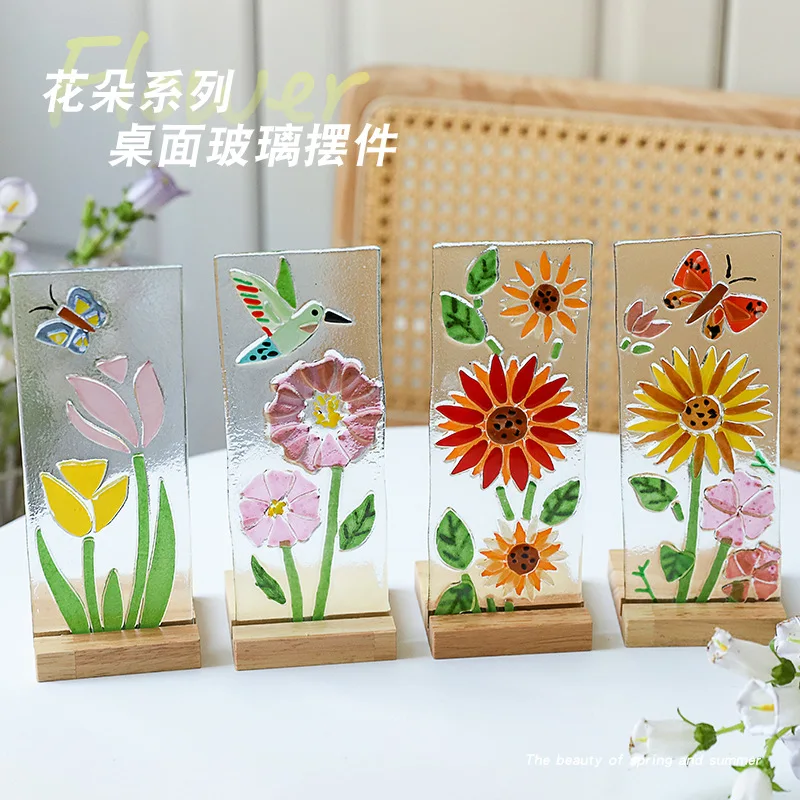 Creative Sunflower Glass Tabletop Decoration, Glass Living Room Ornaments, Home Sunflower Rose Decorative Plant Bonsai