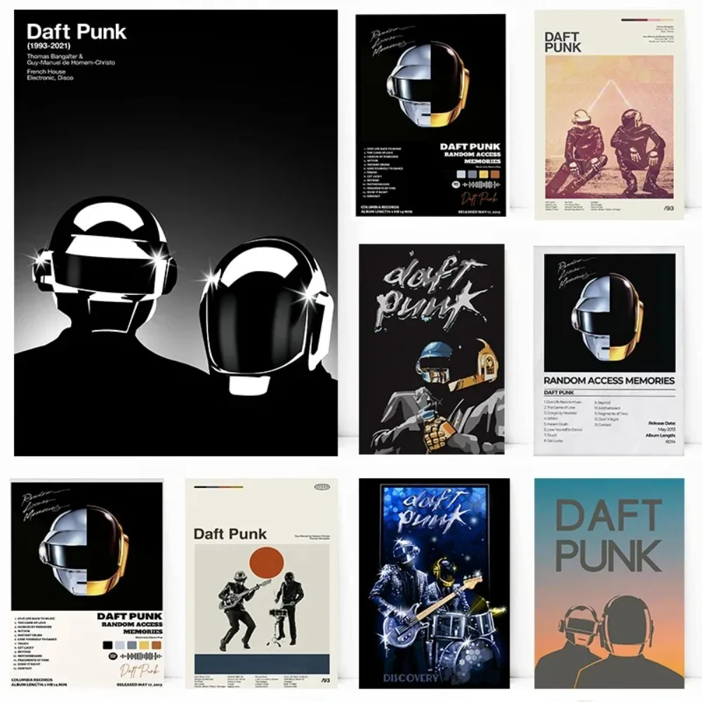 Daft Punk Live Album Pop Music Black Club Bar Artwork Poster Print Wall Art Pictures Canvas Painting Living Room Home Decor Gift