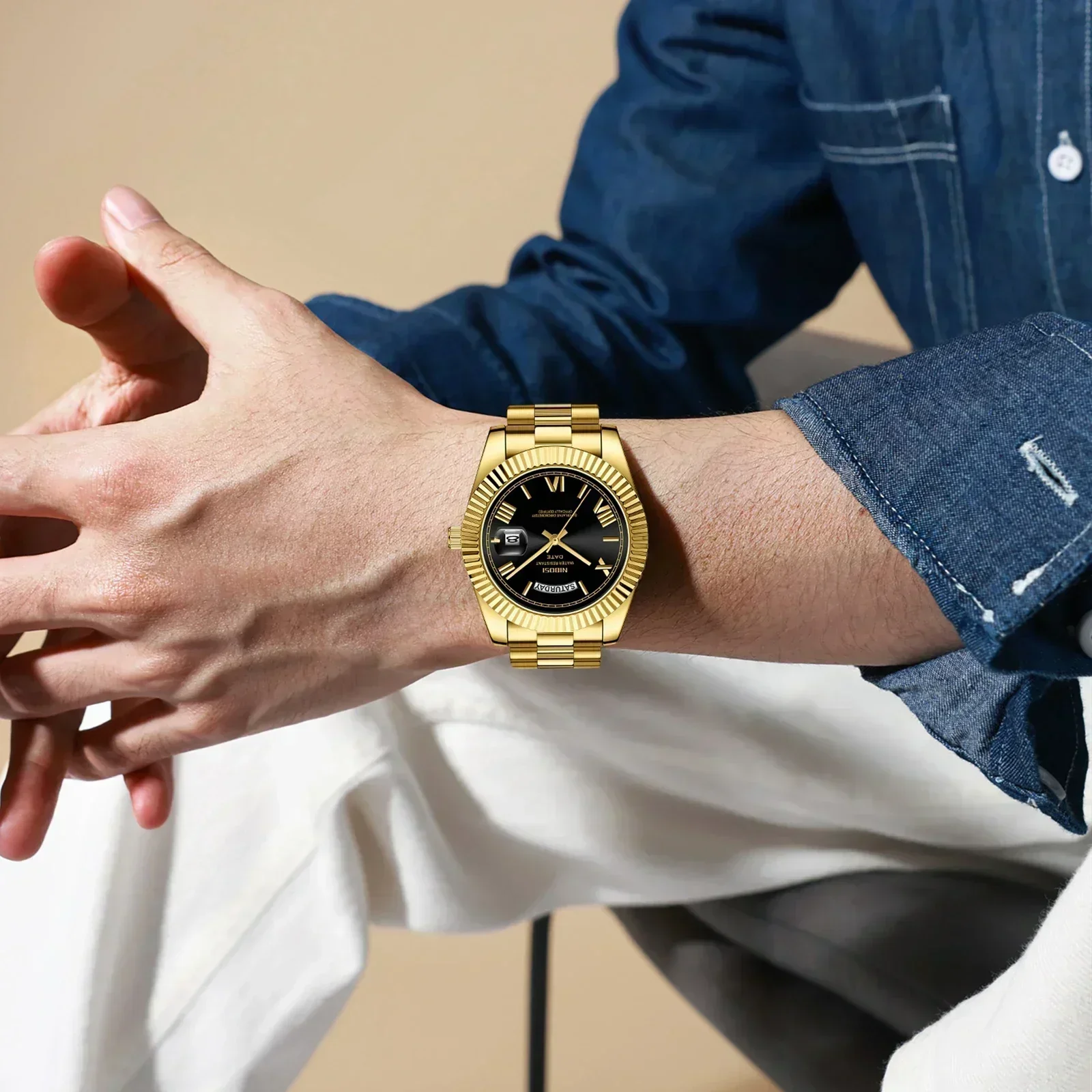 NIBOSI Fashion Watch Men Top Brand Luxury orologio da polso Day Date Miyota Quartz Men Watch orologio da ruolo in acciaio impermeabile Reloj Hombre