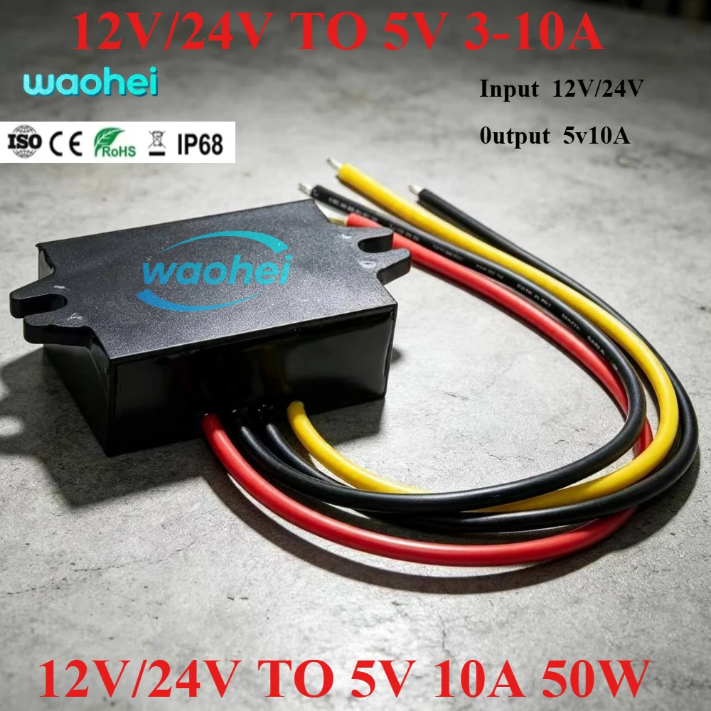 Step Down 12V 24V to 5V 5A 3A 10A DC-DC Power Converter 8-36V Buck 5V Switching Voltage Power Supply 12Volt to 5Volt for Car LED